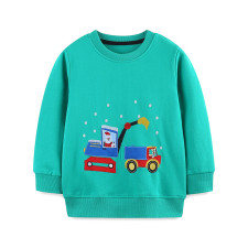 Kids Boy's Christmas Car Embroidered Sweatshirt GASD-8215