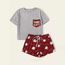 Casual Print Loungewear Two Piece Short Set GXMB-9684