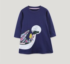 Kids Girl's Print Long Sleeve Casual Dress GASD-1528