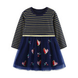 Kid Girl's Stripe Print Mesh Princess Dress GASD-1541