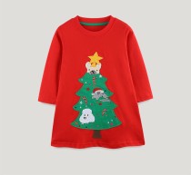 Kids Gril's Christmas Tree Embroidered Princess Dress GASD-1546