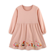 Kids Girl's Print Long Sleeve Loose Dress GASD-1549