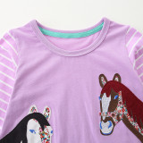 Kid Girl's Print Stripe Long Dress Casual Dress GASD-1526