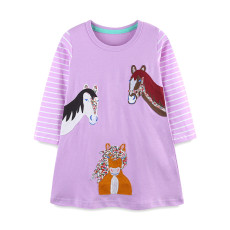 Kid Girl's Print Stripe Long Dress Casual Dress GASD-1526