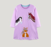 Kid Girl's Print Stripe Long Dress Casual Dress GASD-1526