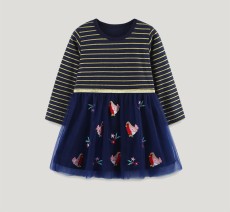 Kid Girl's Stripe Print Mesh Princess Dress GASD-1541