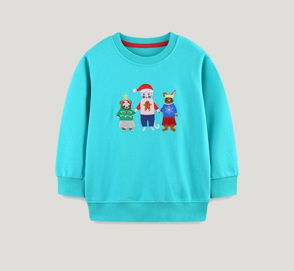 Kid Boy's  Christmas Embroidered Knit Sweatshirt GASD-8239