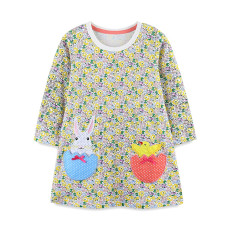 Kids Girl's Long Sleeve Floral Print Dress GASD-1524