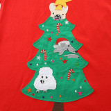 Kids Gril's Christmas Tree Embroidered Princess Dress GASD-1546