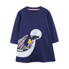 Kids Girl's Print Long Sleeve Casual Dress GASD-1528