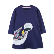 Kids Girl's Print Long Sleeve Casual Dress GASD-1528