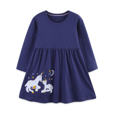Kid Girl's Unicorn Embroidered Princess Dress GASD-1522