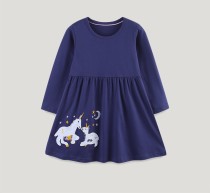 Kid Girl's Unicorn Embroidered Princess Dress GASD-1522