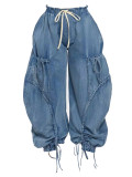 Drawstring Tie Up Bow Loose Jeans OD-D8708