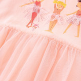 Kids Girl Round Neck Mesh Long Sleeve Princess Dress GASD-1551