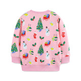 Kids Girl's Christmas Print O Neck Sweatshirt GASD-8222
