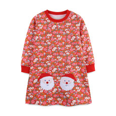 Kids Girl's Floral Print O Neck Loose Dress GASD-1539