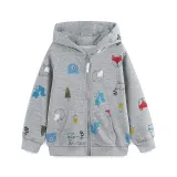 Kids Hooded Print Long Sleeve Coat GASD-6008