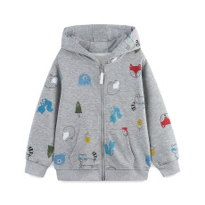 Kids Hooded Print Long Sleeve Coat GASD-6008