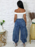 Drawstring Tie Up Bow Loose Jeans OD-D8708