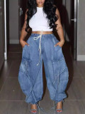 Drawstring Tie Up Bow Loose Jeans OD-D8708