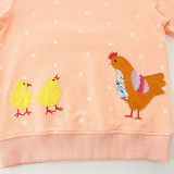 Kids Girl's Embroidered Knit Long Sleeve Sweatshirt GASD-8240