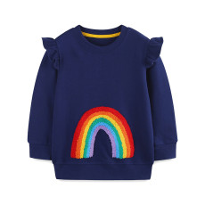 Kids Girl's Rainbow Embroidery Long Sleeve Sweatshirt GASD-8277