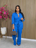 Solid Color Long Sleeve Drawstring Pants Suit OLYF-6156
