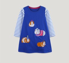 Kids Girl's Embroidered Fashion Striped Long Sleeve Princess Dress GASD-1553