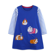 Kids Girl's Embroidered Fashion Striped Long Sleeve Princess Dress GASD-1553