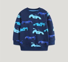 Kids Boy's Car Print Loose O Neck Sweatshirt GASD-8252