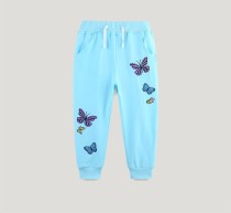 Kid Butterfly Embroider Girl's Sport Pants GASD-3124