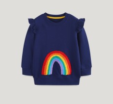 Kids Girl's Rainbow Embroidery Long Sleeve Sweatshirt GASD-8277