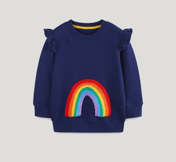 Kids Girl's Rainbow Embroidery Long Sleeve Sweatshirt GASD-8277