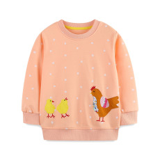 Kids Girl's Embroidered Knit Long Sleeve Sweatshirt GASD-8240