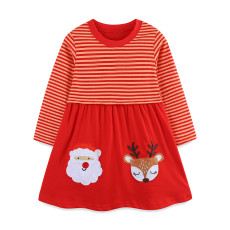 Kids Girl's Christmas Embroidered Stripe Princess Dress GASD-1540
