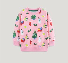 Kids Girl's Christmas Print O Neck Sweatshirt GASD-8222