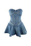 Wrap Chest Denim Mini Dress OD-D8699