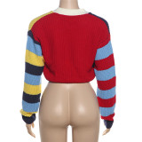 Colorful Letter Print Knits Short Coat DLSF-W24L52789