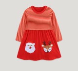 Kids Girl's Christmas Embroidered Stripe Princess Dress GASD-1540