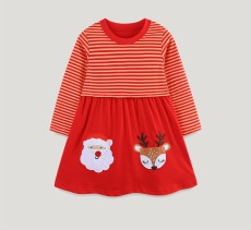 Kids Girl's Christmas Embroidered Stripe Princess Dress GASD-1540