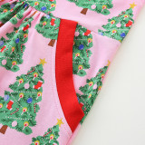 Kids Girl's Christmas Tree Print Long Sleeve Dress GASD-1547