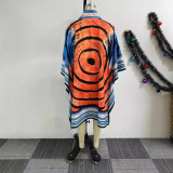 Printed Cardigan Drop Shoulder Bat Sleeve Jacket NY-10891