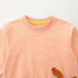 Kids Girl's Embroidered Knit Long Sleeve Sweatshirt GASD-8240