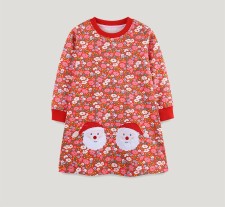 Kids Girl's Floral Print O Neck Loose Dress GASD-1539