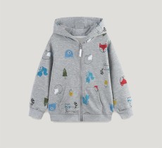 Kids Hooded Print Long Sleeve Coat GASD-6008