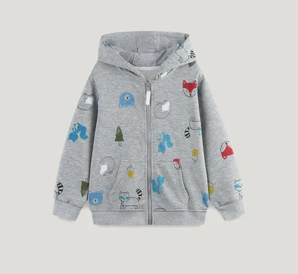 Kids Hooded Print Long Sleeve Coat GASD-6008