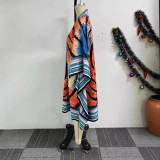 Printed Cardigan Drop Shoulder Bat Sleeve Jacket NY-10891