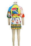 Fashion Pirnt Half Sleeve Shirt Dress XHXF-968