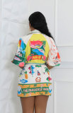 Fashion Pirnt Half Sleeve Shirt Dress XHXF-968